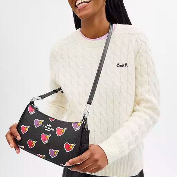 Coach Teri Shoulder Bag With Heart Bolt Print - Picture 12 of 14